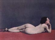 Reclining Nude on a Red Carpet